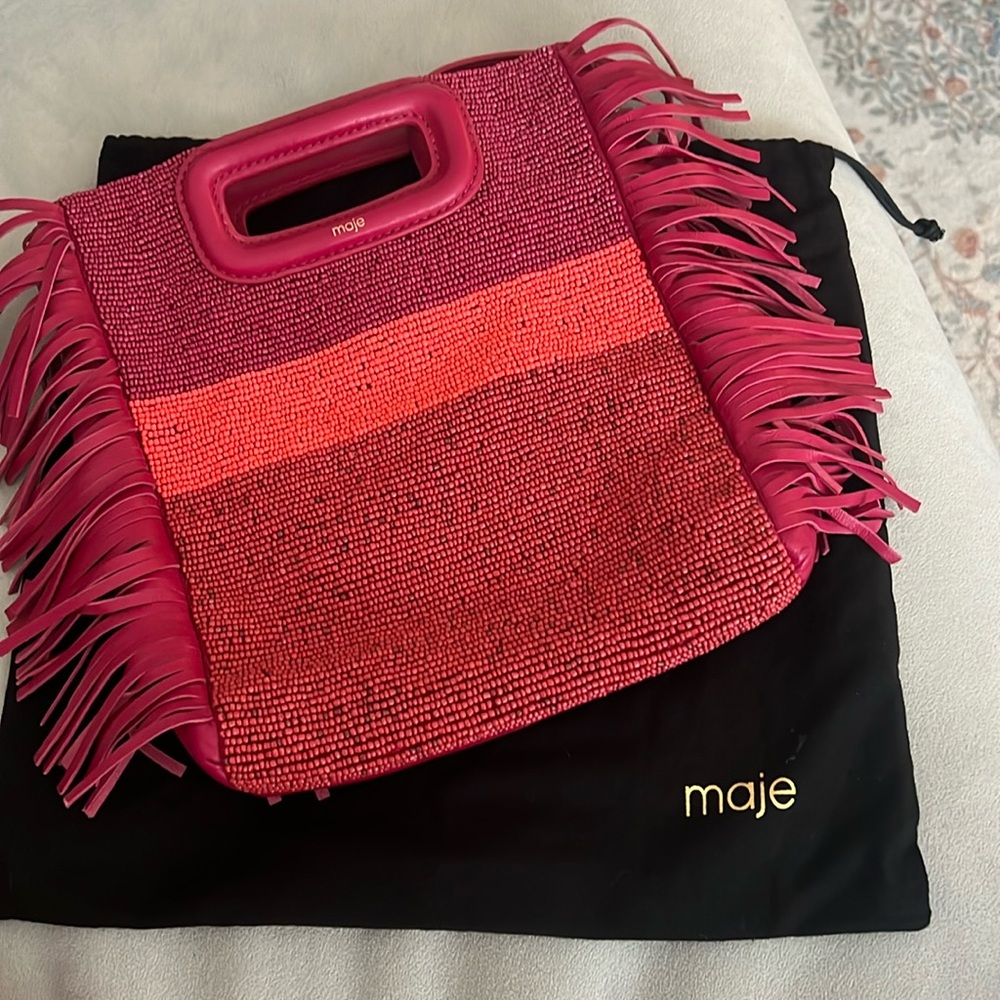 Maje fringed & beaded crossbody/top-handle bag